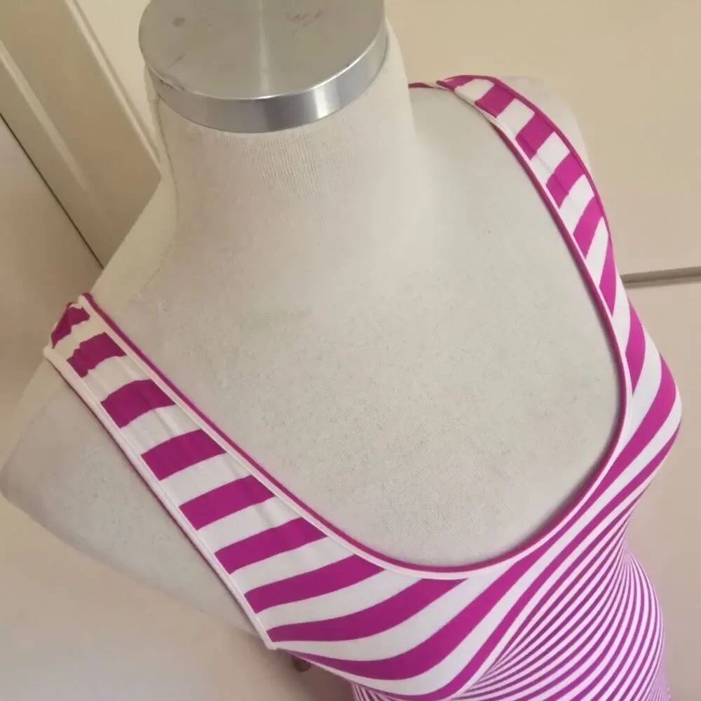 Calvin Klein Pink/White Stripe Full Length Tank  Long Maxi Dress, NWT, Sz. 4 - Picture 5 of 12